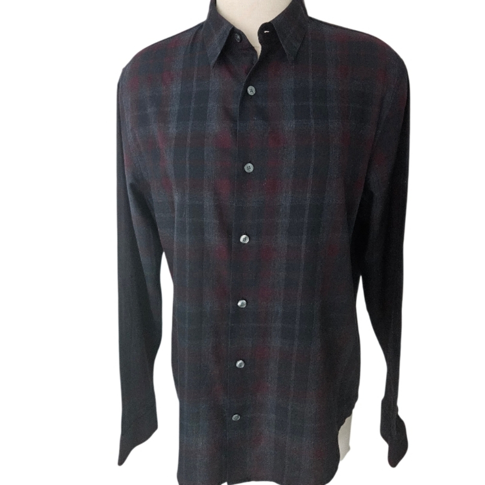 Vince Men's Red and Blue Plaid Button-Down Shirt - Picture 4 of 8